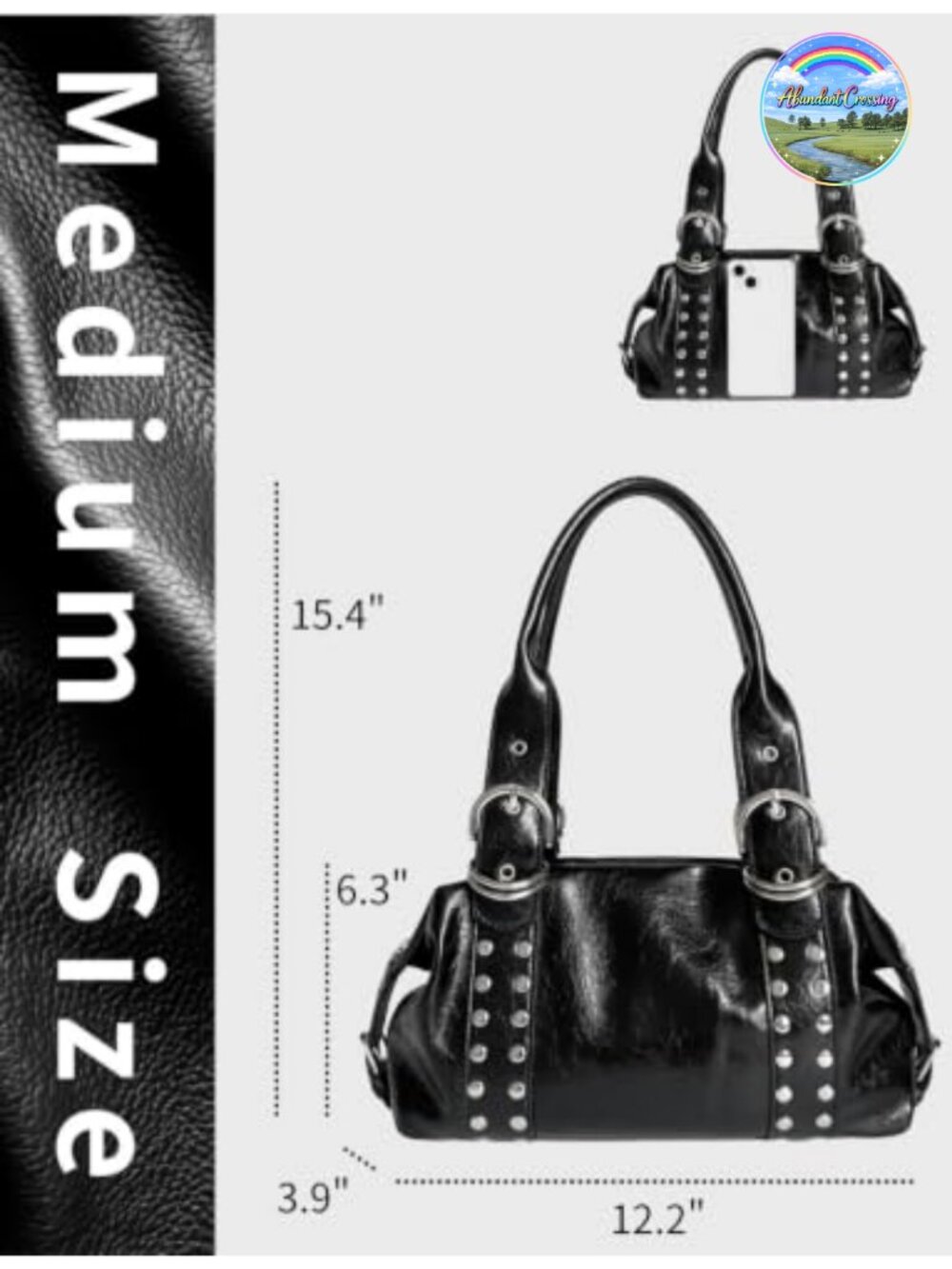 Studded Y2K Shoulder Bag Faux Leather Punk Vintage Handbag Grunge - Picture 4 of 5